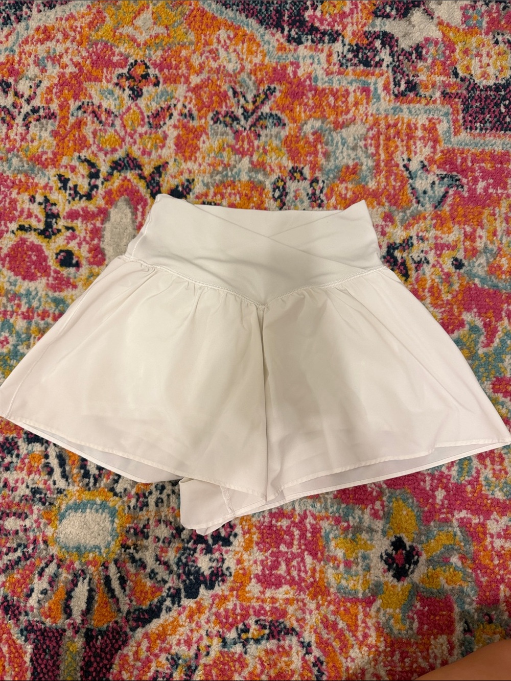 aerie White Flared Active Skort-Style Shorts